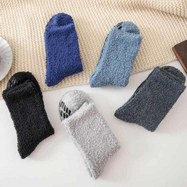 men-winter-cozy-fuzzy-slipper-socks-simple-solid-color-non-slip-grip-warm-fluffy-plush-hospital-lounge-floor-sleeping-hosiery