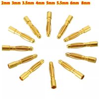 1-10Pair 2mm 3mm - 8mm Bullet Banana Plug Gold-Plated Banana Male Female Connector Battery Plugs Kits for RC Battery Parts DIYWires Leads Adapters