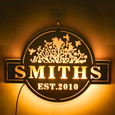 Custom Name Date Wall Light Personalized Engraved Wood LED Night Light For Couple Lovers Indoor Decorations Gift