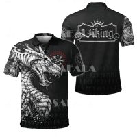 Viking Raven Moon Tattoo Odin Angry Dragon ​3D Printed Men Women Thin Polo Shirt Collar Short Sleeve Street Wear Casual Tee-1（Contact the seller, free customization）