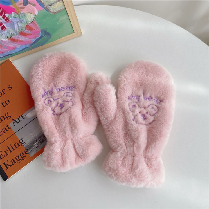 2022-warm-fluffy-korean-and-plush-fingerless-bear-style-gloves-cute-women