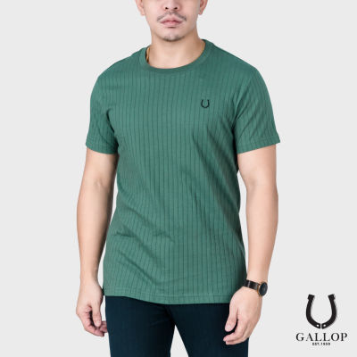 GALLOP : เสื้อยืดผ้าคอตตอน (Rib) สีพื้น รุ่น GT9128 สีเขียว / ราคาปกติ 790.- 816