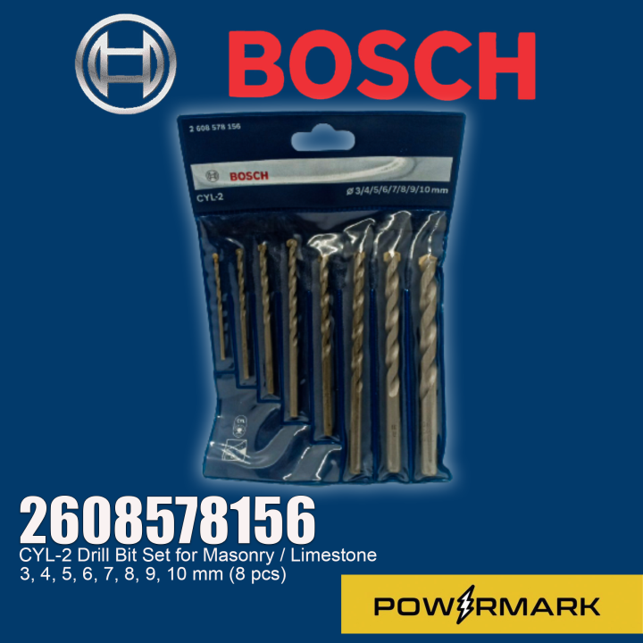 BOSCH 2608578156 CYL2 Drill Bit Set for Masonry / Limestone 3, 4, 5, 6