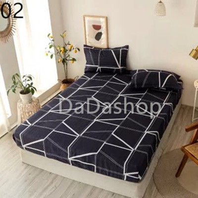 ชุดผ้าปูที่นอน Da1-02 แบบรัดรอบเตียง ขนาด 3.5 ฟุต 5 ฟุต 6 ฟุต พร้อมปลอกหมอน 3 in1 เตียงสูง10นิ้ว ไม่มีรอยต่อ ไม่ลอกง่าย