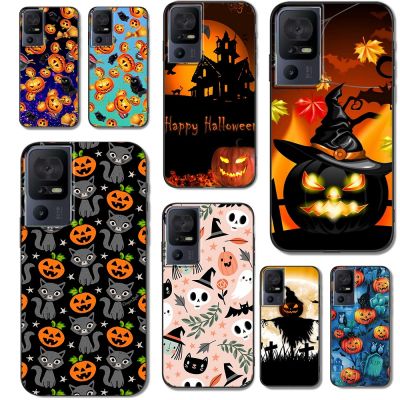 Case For TCL 40SE Case Back Phone Cover Protective Soft Silicone Black Tpu Halloween Cute Funda