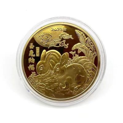 2023 New Year Of The Rabbit Commemorative Coin Chinese Zodiac Coins Collectibles Painted Gold Medals Gift Souvenir Coins