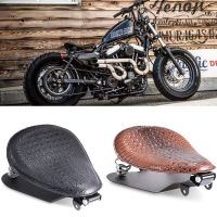 Motorcycle Retro BrownBlack Crocodile Leather Solo Seat+3" Spring cket for Harley Custom Chopper Bobber Leather Saddle Seat