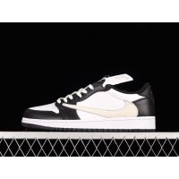 Original Travis Scott x J 1 Low OG "White Black" Basketball Shoes Low Cut Casual Sneakers