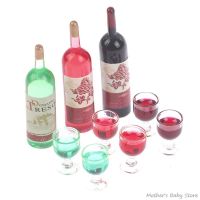 【CW】 3pcs/set 1:12 Dollhouse Miniature Bottle Wine Glass Goblet Decoration Accessories