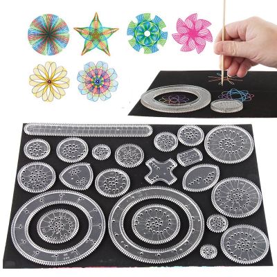 10-33pcs Spirograph Design Arts Craft Kit Classic Amazing Designs Rainbow Magic Scratch Off Paper Set Children Kids Drawing Toys