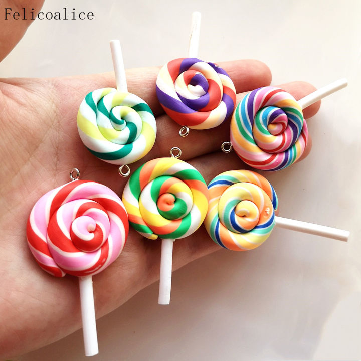50pcs-spiral-rainbow-polymer-clay-cabochons-beauty-kawaii-lollipop-candy-charms-flatback-pendant-for-diy-phone-decoration