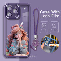 เคสสำหรับ Realme C51 C53 C55 C35 C33 C31 C30 C30S C25 C25S C25Y C1 C21Y C21 C20สายดอกไม้เคสโทรศัพท์ C20A C15 C12 C11 C3 C2แฟชั่น Dopamine หญิงสาวฟิล์มเลนส์กระจกใส TPU นิ่มกันกระแทก