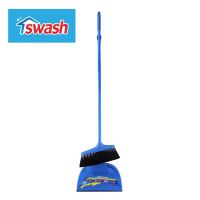 SWASH Long Handle Dustpan Set (Blue) - สวอช ชุดไม้กวาดพร้อมที่โกยผงด้ามยาว ไม้กวาด ที่โกย ที่โกยผง ที่โกยขยะ ที่ตักขยะ