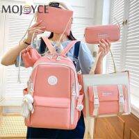 ♈✽♞  5pcs/Set Students Large Capacity Rucksack with Pendant Canvas Patchwork Handbag Teenagers Shoulder School