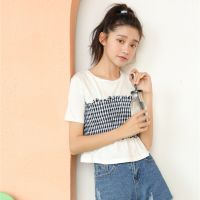 ulzzang harajuku shirt kawaii 2023 summer woman clothes korean style fashion sweet vintage plaid stitching friends bts tshirt