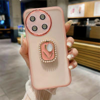 เคสโทรศัพท์ขาตั้งดอกไม้ไข่มุกหรูสำหรับ Realme 11 4G 5G 11 Pro 11 Pro + C51 C53 C55 C33 C35 C30 C31 C11 C20 C12 C25 C25S C21Y C25Y Realme 10 Pro 10 Pro 10 Pro 10 Pro + 9i ด้วยเคสฝาปิดโปร่งใส TPU นิ่มลายฟิล์มเลนส์กล้องถ่ายรูป