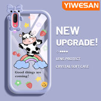 YIWESAN เคสสำหรับ VIVO Y93 Y93S เคส Y91C ลายการ์ตูนน่ารักโคนมเลนส์กล้องถ่ายรูปสัตว์ประหลาดน้อยน่ารักเคสโทรศัพท์โปร่งใสซิลิโคนนิ่มเคสห่อหุ้มกันกระแทก