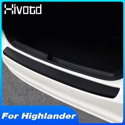 For Toyota Highlander Accessories Trunk Sill Scuff Car Stickers Rear Guard Bumper Cover Leather Protector Film Interior Parts