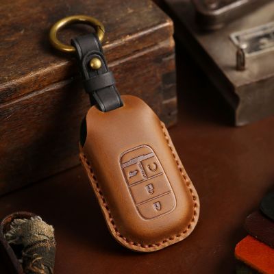 Leather Pouch Car Key Case Cover for Honda City Turbo Civic 10th Accord Breeze Keyring Holder Shell Fob Keychian Accessories