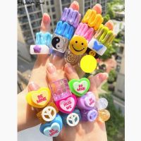 New Korean Smile face Yin Yang Tai Chi Colorful Clear Geometric Square Heart Letter Resin Acrylic Rings for Women Jewelry HUANZH