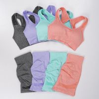 Plus Size Yoga Sets Women Beauty Back Sports Bra+High Waist Peach Hip Lifting Sports Shorts Suit Quick Drying Sports Sets