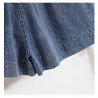 【มีไซส์ใหญ่】Plus Size Elastic Waist Denim Shorts Casual Solid Color Wide Leg Summer ShortsTH