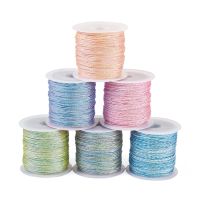 【YD】 0.8mm Polyester Cord Braided Rope Colorful Metallic Thread for Jewelry Macrame Accessory Beading String 6 Roll