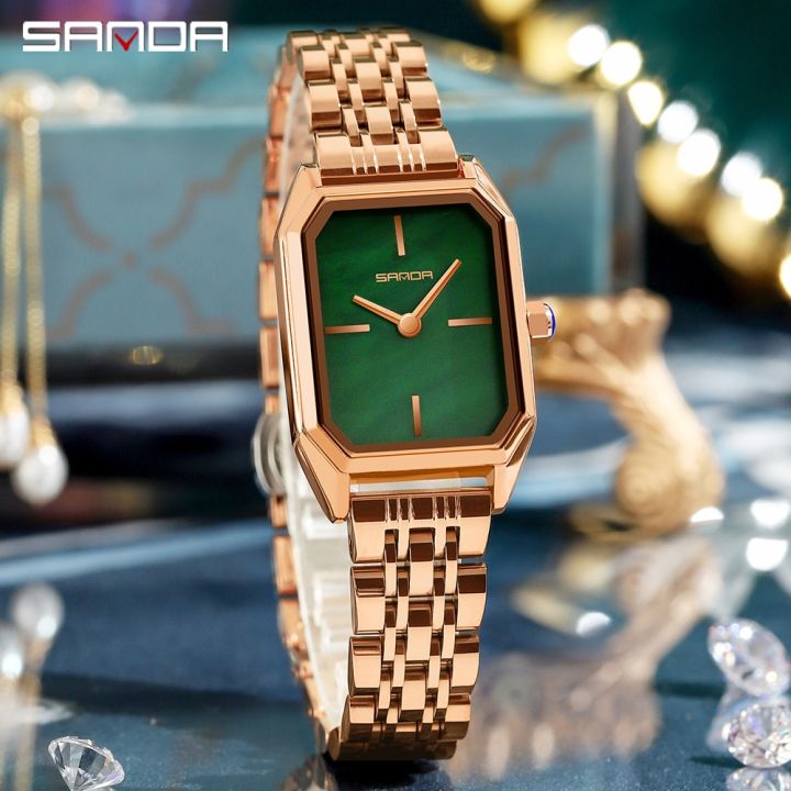 sanda-women-watches-vintage-rectangle-green-small-dial-watch-steel-strap-bracelet-casual-ladies-elegant-crystal-quartz-clock