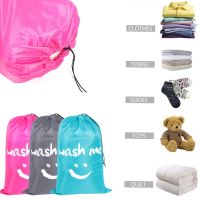 【YF】 1PC Portable Nylon Laundry Bag Wash Me Travel Storage Pouch Machine Washable Dirty Clothes Organizer Drawstring