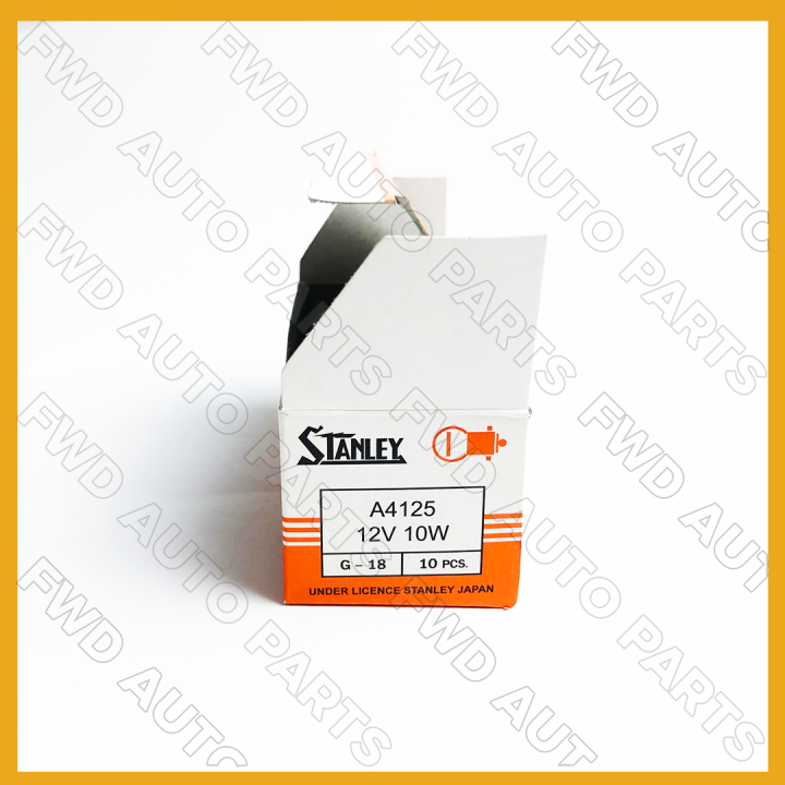 หลอดไฟ-หลอดไฟเลี้ยว-หลอดไฟหรี่-หลอดไฟเขี้ยว-หลอด67-สแตนเลย์-stanley-a4125-12v-10w-1จุด-g-18-1กล่อง-10ดวง