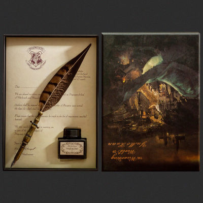 แฮร์รี่พอตเตอร์ยอมรับจดหมายโบราณจุ่มปากกาขนนกชุดเขียนหมึกขนนก