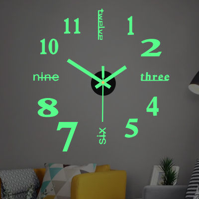 นาฬิกา DIY สุดสร้างสรรค์แฟชั่นไฟกลางคืนแขวนผนังบ้านแบบเรียบง่ายตามเข็มนาฬิกาไม่เจาะตกแต่งห้องนอนนาฬิกาติดผนังแบบเงียบ