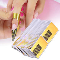 【BeautyMalls】 100 Pcs Professional Nail Art Curve False Nail Nail Extension Forms DIY Nail Art Guide