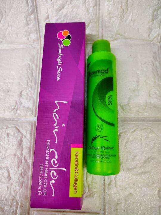 Sunbright spa hair color with oxidizing cream authentic 5.56 mahogany