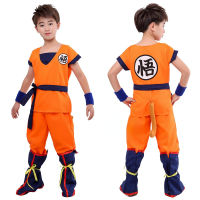 ชุดวันหยุด Son Goku Carnival อะนิเมะชุดคอสเพลย์ด้านบนกางเกงเข็มขัดหาง Wrister วิกผมสำหรับเด็กผู้ใหญ่