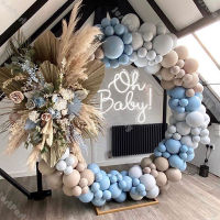 Pas Blue Balloon Garland Oh Baby Party Decoration Doubled Apricot Gray Balloons Arch Wedding Birthday Party Baby Shower Decor