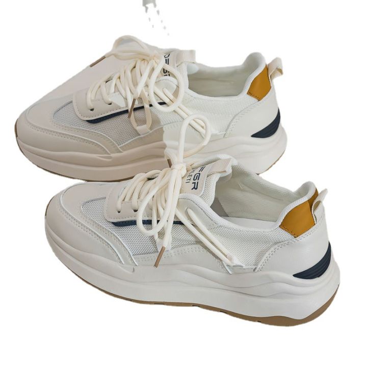 รองเท้าทรงคุณพ่อสำหรับฤดูร้อนแบบบางระบายอากาศ-forrest-gump-หญิง-2023-รองเท้าตาข่ายลำลองรุ่นใหม่รองเท้ากีฬาสีขาว