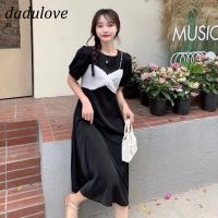 COD DaDulove 2022 Summer New Bow Long Skirt Stitching Fake Two-piece Dress Fashion plus Size Womens Clothing