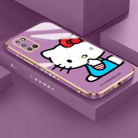 JIUMOO สำหรับ OPPO A92 A52 A72 4G การ์ตูนน่ารัก Kitty แมวออกแบบโทรศัพท์กรณีรูปแบบด้าน Luxury ชุบซิลิโคน Full กล้องกันกระแทกป้องกันกรณี