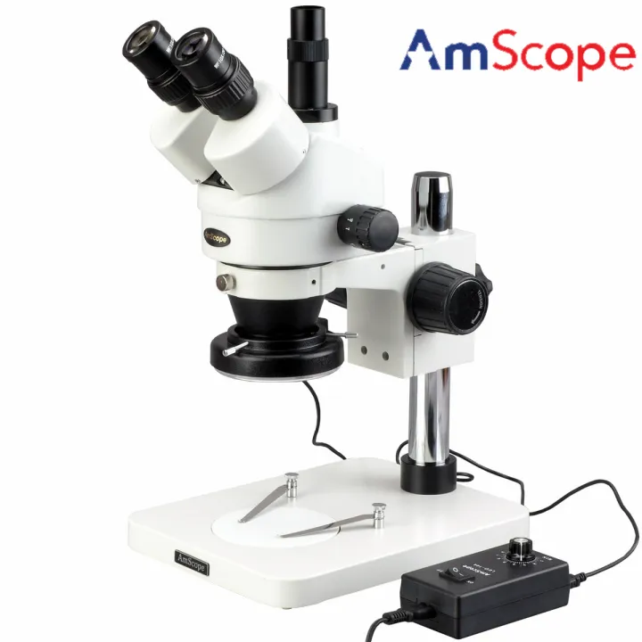 AmScope 7X-45X Trinocular ตรวจสอบตัดซูมกล้องจุลทรรศน์แบบสเตอริโอ + 144 ...