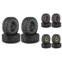 4Pcs 135mm 2.6 Inch Metal Beadlock Wheel Rim Rubber Tire Set for 1/8 1/10 RC Crawler Car Axial SCX10 Wraith RR10 Capra