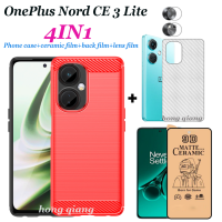 (4ใน1) OnePlus Nord CE 3 Lite แปรงเคสโทรศัพท์ + ฟิล์มกันรอยกันกระแทกเซรามิก + ฟิล์มเลนส์ + ฟิล์มด้านหลัง