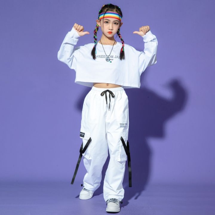 kids-performance-hip-hop-dancing-clothing-sweatshirt-crop-tops-streetwear-white-pants-for-girls-jazz-show-dance-costumes-clothes