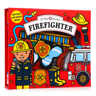 Puzzle Book fireman let S prend firefighter English original picture book role play series flipping operation book exquisite cardboard book baby puzzle focus on developing childrens books
