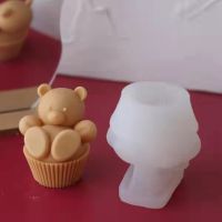 Cute Cheering Bear Cupcake Candle Silicone Mold Smeared Cake Decorating Cake Heart-shaped Decoration Candle Making