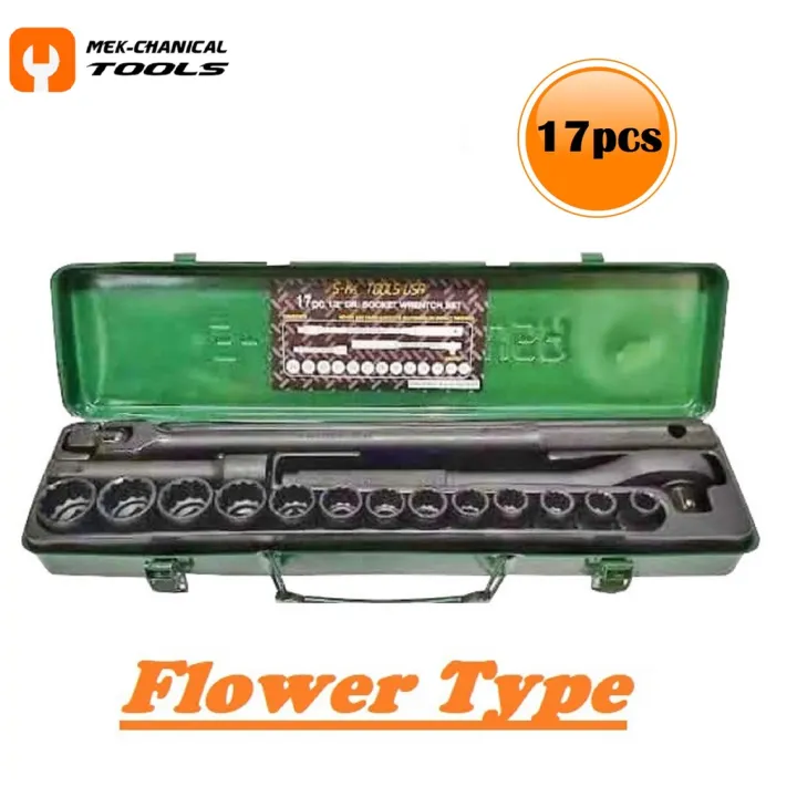 SK's 17pcs 1/2" DR. Socket Wrench (Flower type) Lazada PH