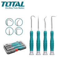 TOTAL ไขควงงัดซีลยาง แบบปลายแหลม 4 ตัวชุด รุ่น TPHSK0401 ( 4 pcs Pick and Hook Set ) ที่งัดซีล เหล็กงัดซีล ไขควงปลายแหลม