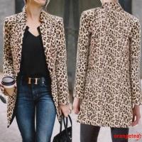 COD DSFGERRTYTRRE NTE-Fashion Womens Slim Leopard Tops Casual Blazer Suit Lady Work Midi Coat