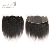 Kinky Straight Transparent Lace Frontal 13x4 Remy Human Hair Extension Arabella Pre Plucked Bleached Knots Lace Frontal Yaki