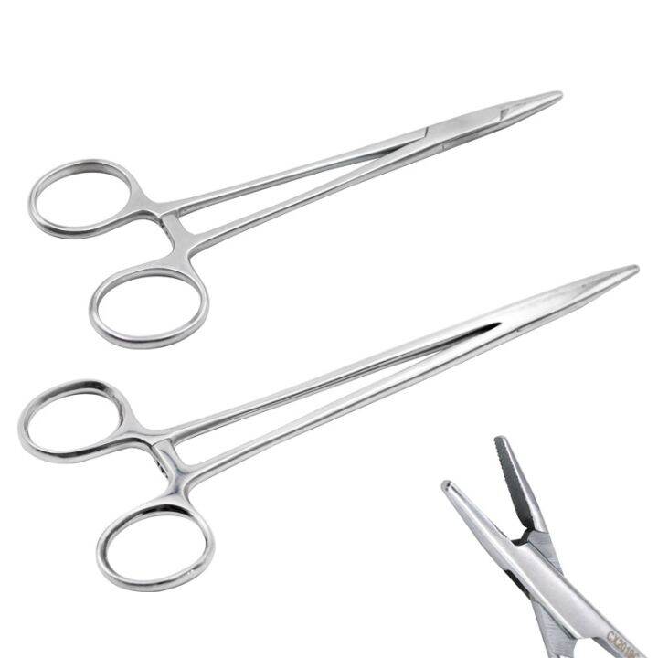 16cm-18cm-stainless-steel-veterinary-needle-holder-suturing-forceps-hemostatic-pliers-livestock-pet-animal-surgical-tools